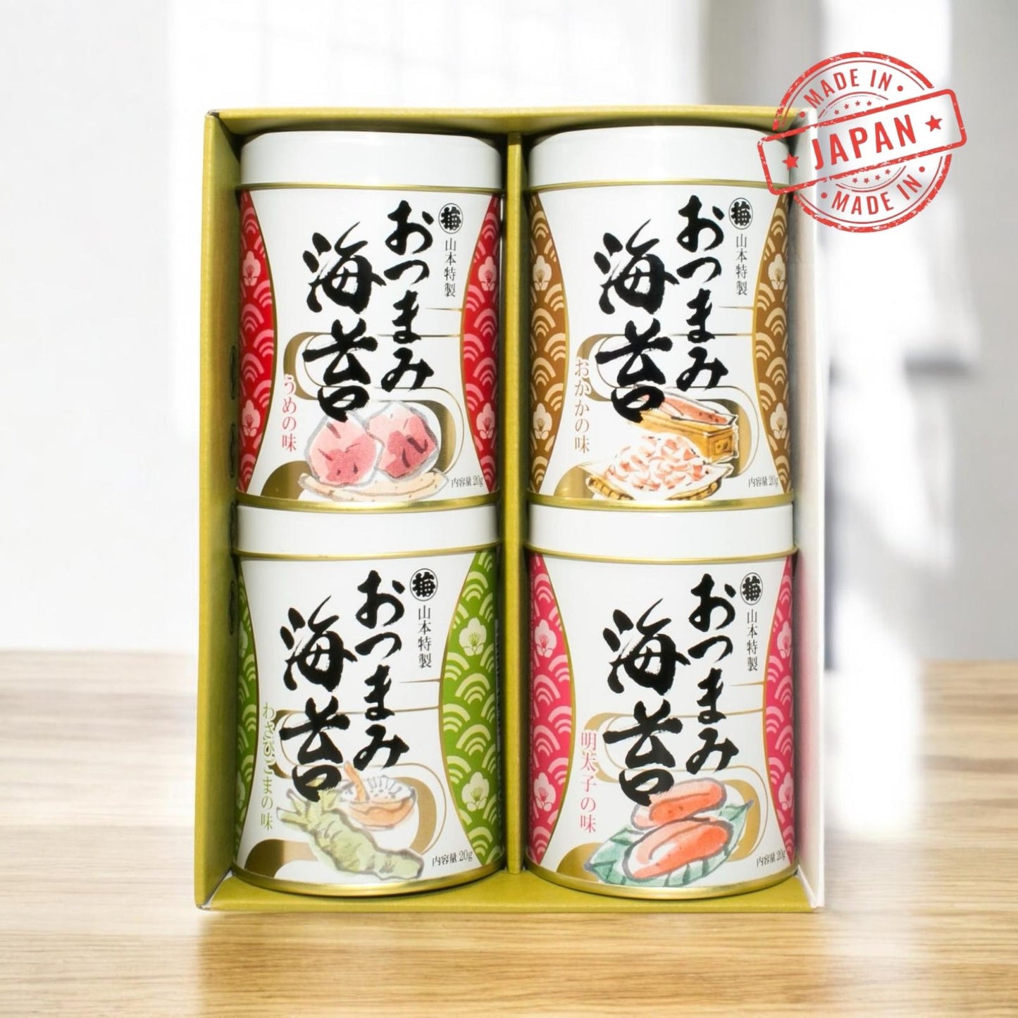 Yamamoto Nori Shop Seasoned Nori Snacks Nori, 4 Cans/山本海苔店調味海苔零食，4罐